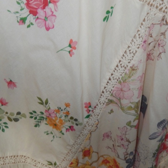 Reba Lacey Floral Patchwork Lace Maxi Puff Sleeve Embroidered Dress Nwt 14 - Picture 3 of 6